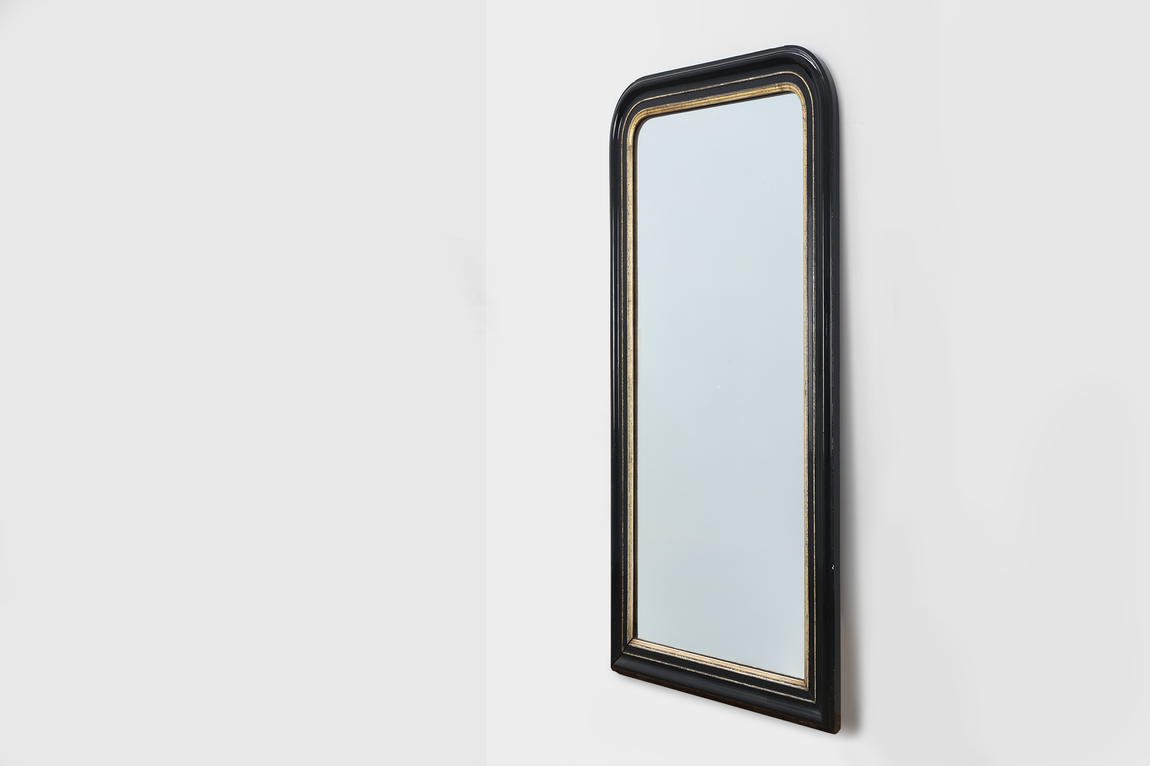 Black laquered and gilted wooden Louis Philippe mirror, France ca. 1850thumbnail